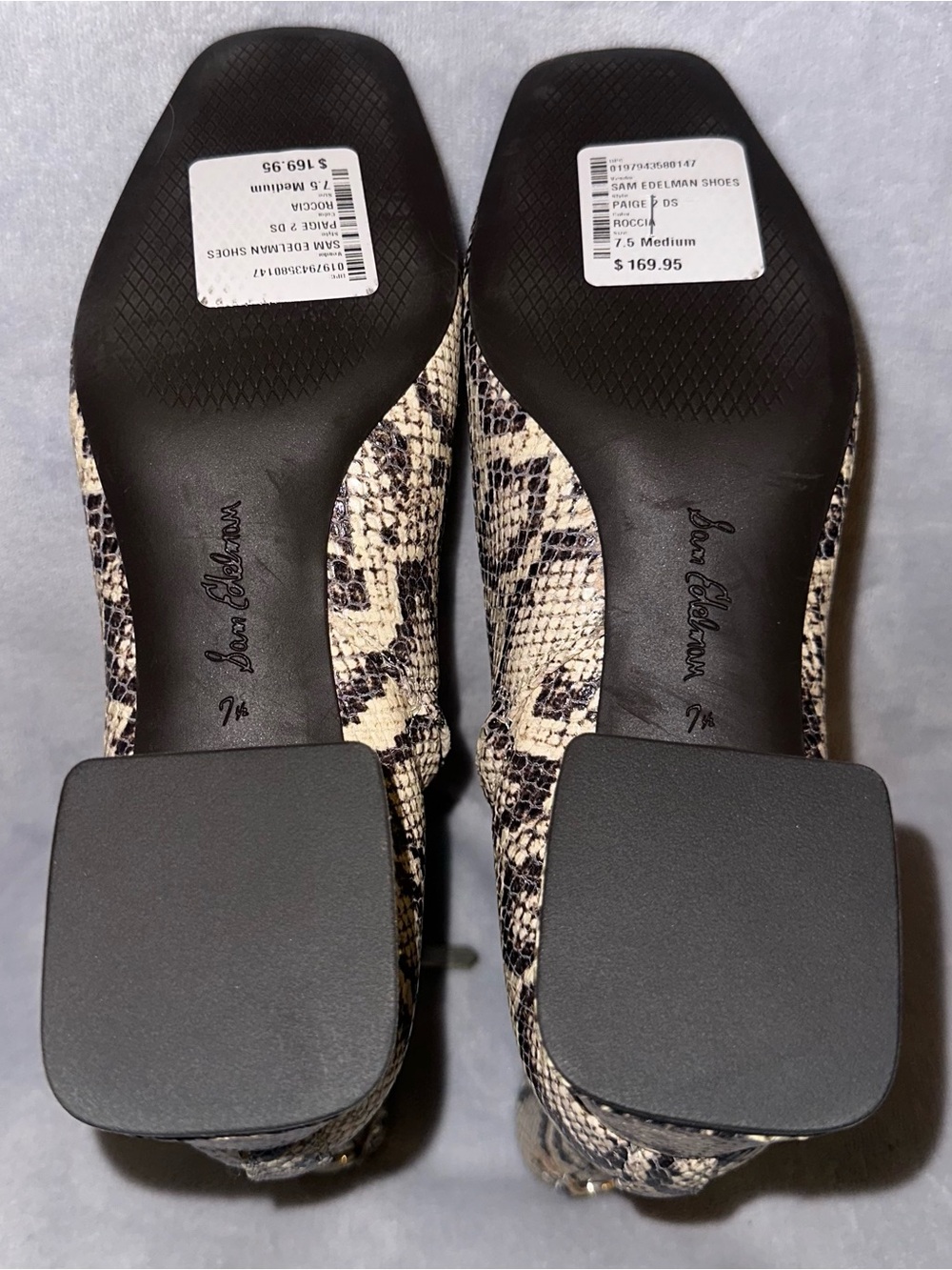 Sam Edelman NWT Women’s Size 7.5 Paige 2 Roccia Snakeskin Ankle Boots Block Heel - Picture 6 of 12